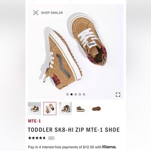 Toddler MTE Vans waterproof toddler 12 great condition very cute winter shoes